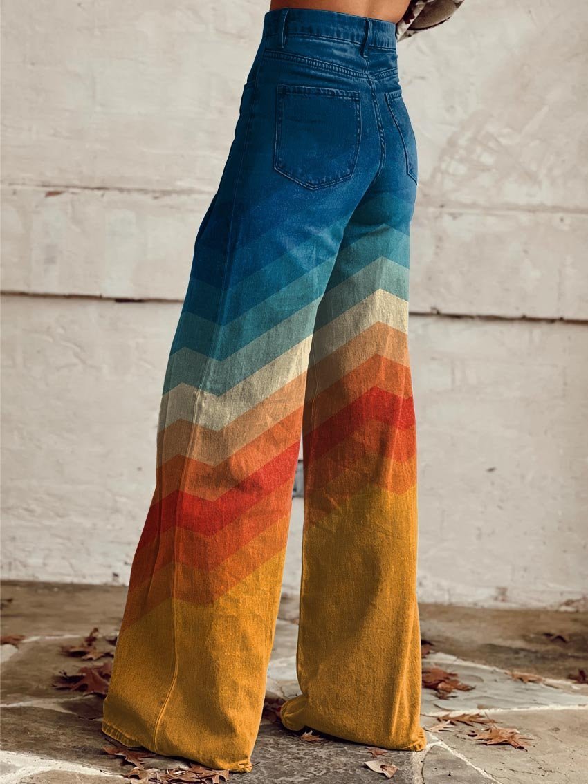 URSULA | Orange und Blau Gestreifte Weite Hose - Nordic Boutique & Co.